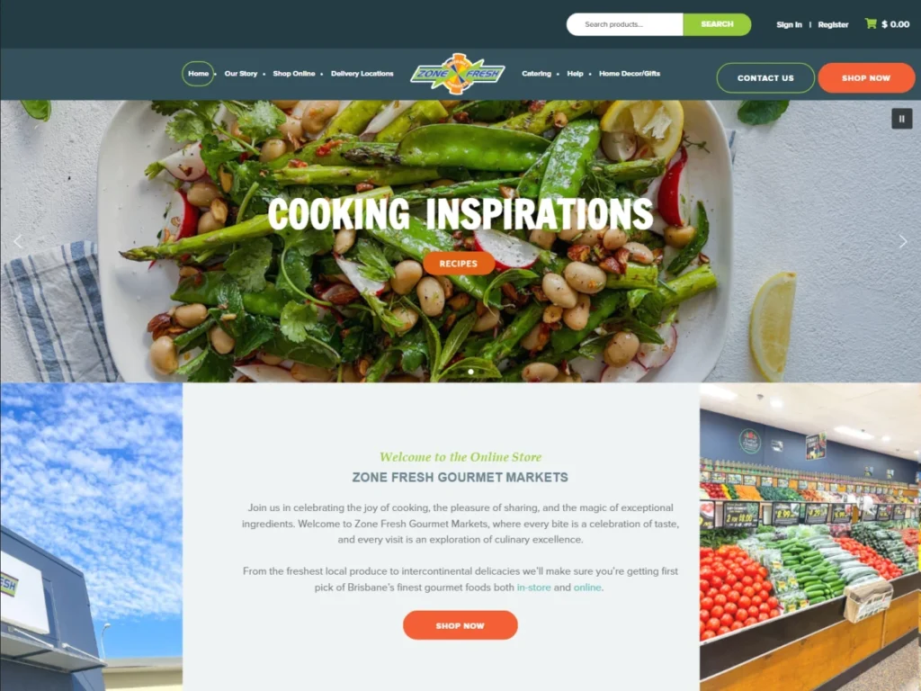 new website design by GO Creative for Zone Fresh