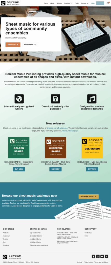 Scream Music Publishing home page 2