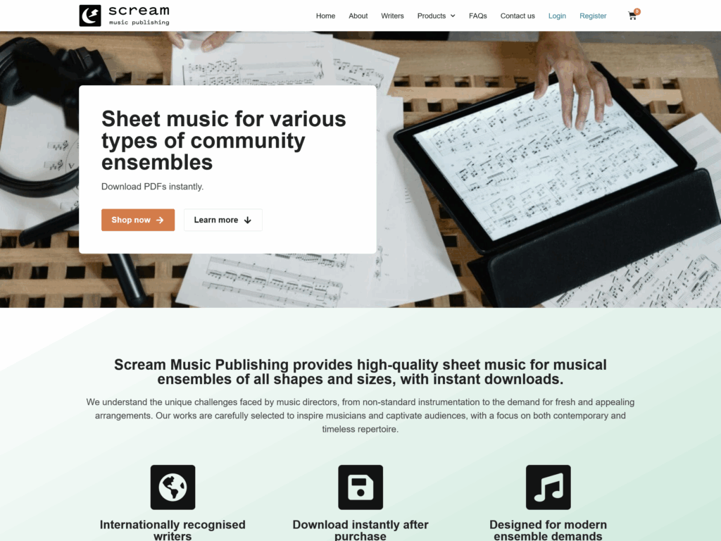 Scream Music Publishing home page