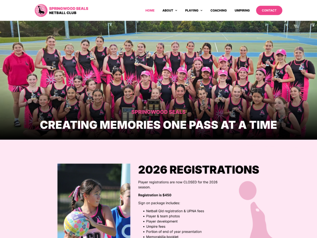 Springwood Seals Netball Club home page