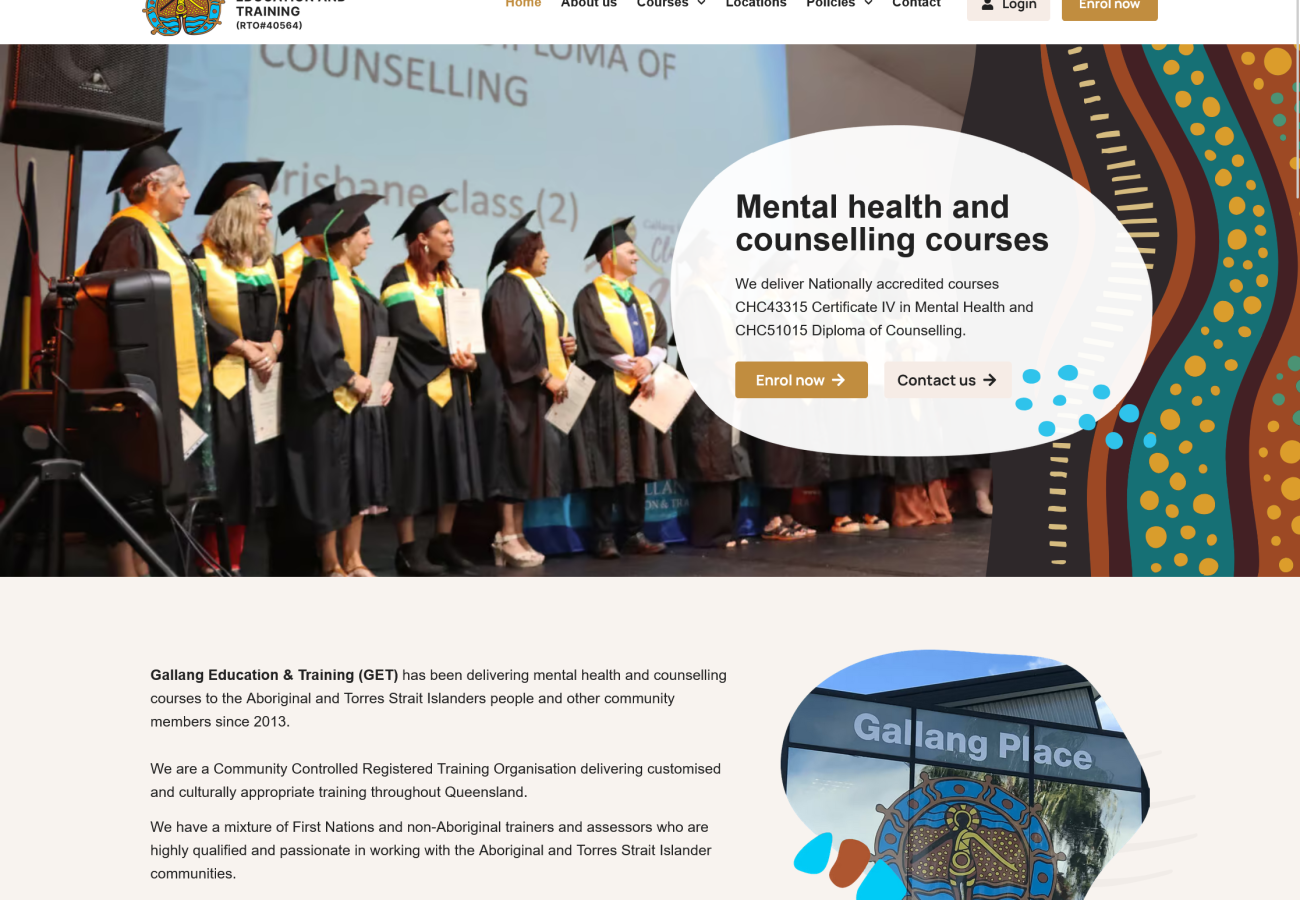 Gallang Education and Training homepage