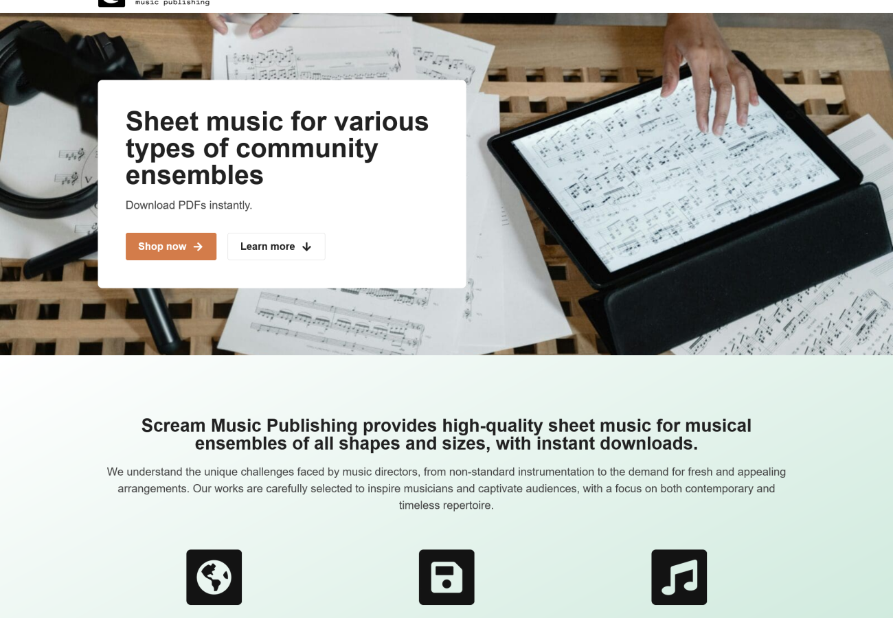 Scream Music Publishing home page